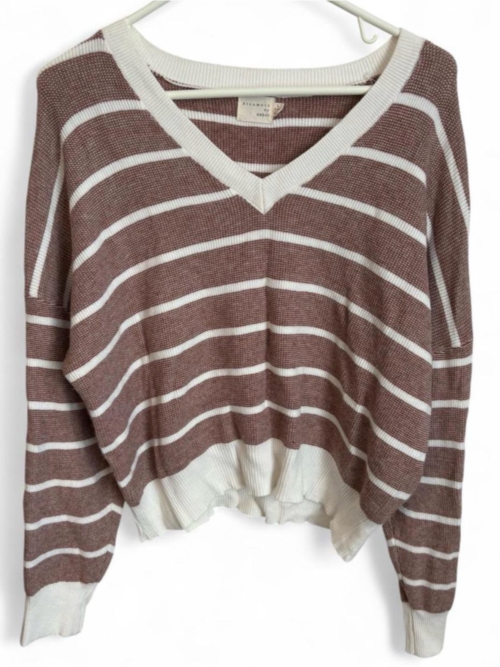Dreamers by Debut Striped V-Neck Sweater L
